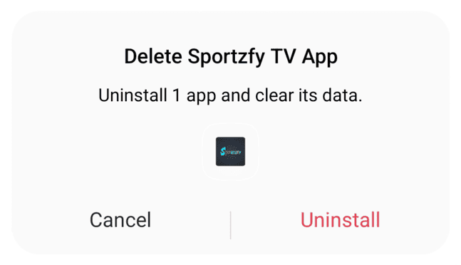 Uninstall Sportzfy App 1